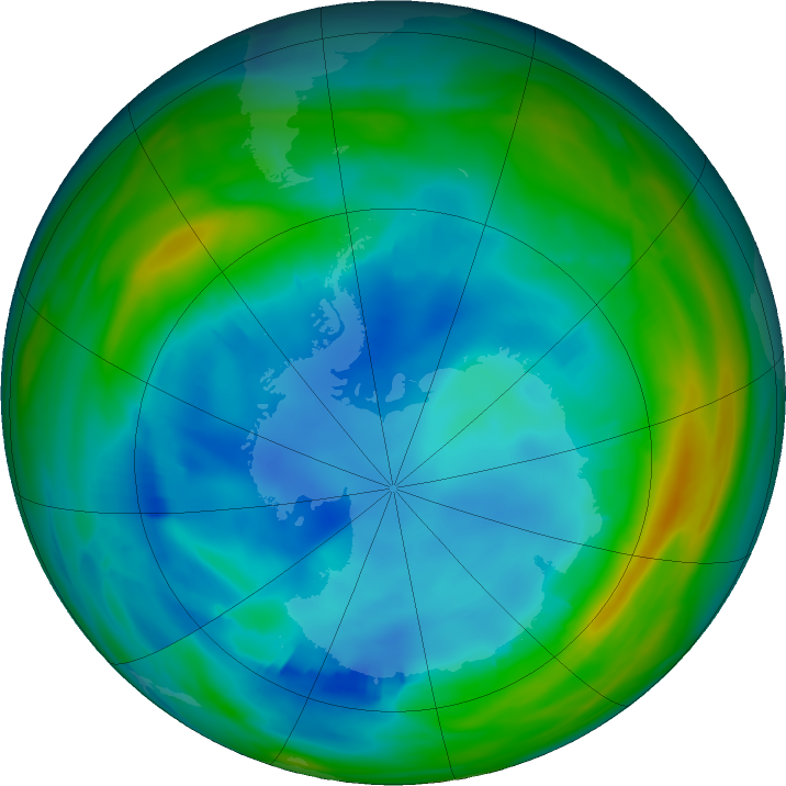 Antarctic ozone map for 04 August 2020